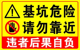 基坑危险请勿靠近警示牌中国建筑