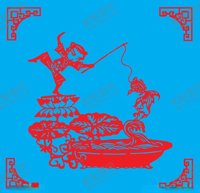 编号：72646405141643016138【酷图网】源文件下载-钓鱼剪纸
