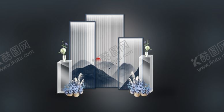 编号：61957609161312233519【酷图网】源文件下载-新中式水墨婚礼迎宾区