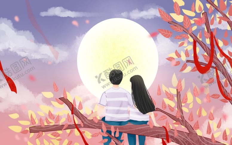 编号：63283109251255325176【酷图网】源文件下载-人物情侣清新插画卡通背景素材