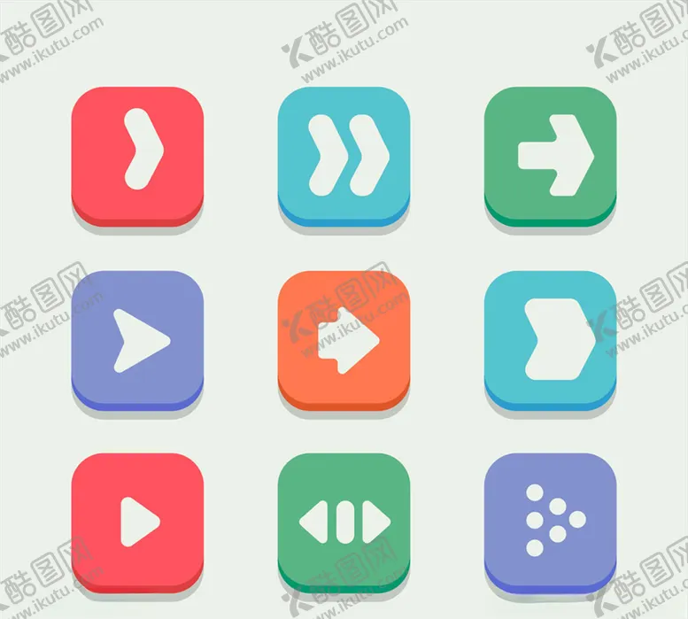 编号：57332506261331277155【酷图网】源文件下载-方形圆角箭头图标矢量图