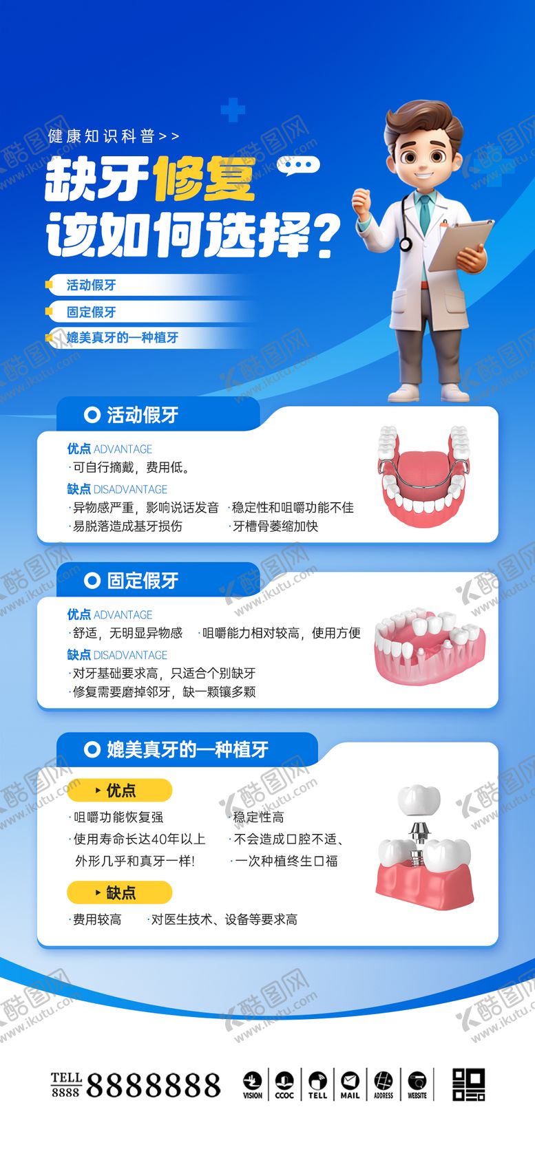 编号：61676909080116512533【酷图网】源文件下载-口腔门诊种植牙科普海报