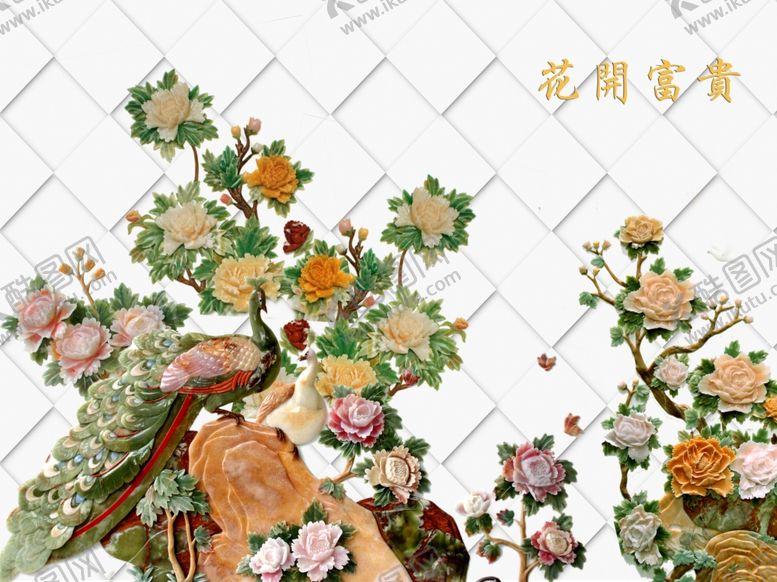 编号：44939609221600279179【酷图网】源文件下载-花开富贵玉石玉雕牡丹