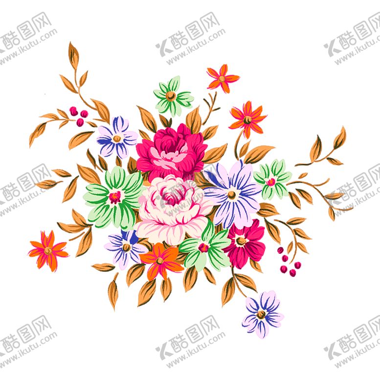 编号：87185210032154122815【酷图网】源文件下载-手绘花草牡丹花园元素素材