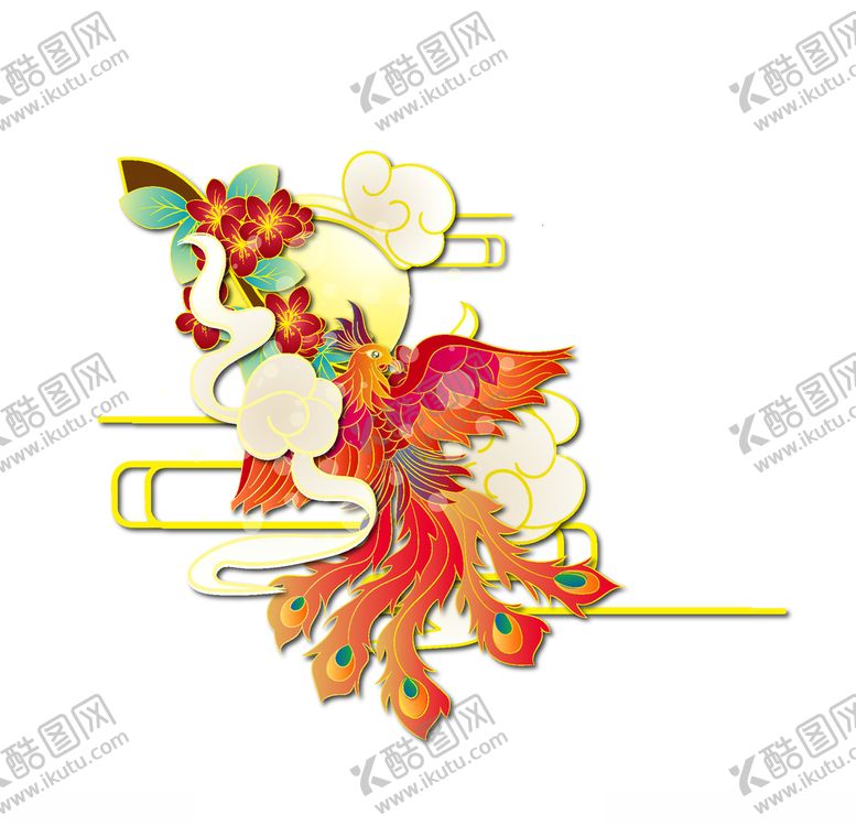 编号：69100506291001302430【酷图网】源文件下载-国潮凤凰插画