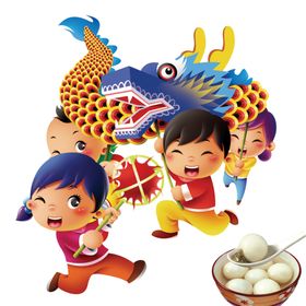 舞狮插画龙年2024新春喜庆