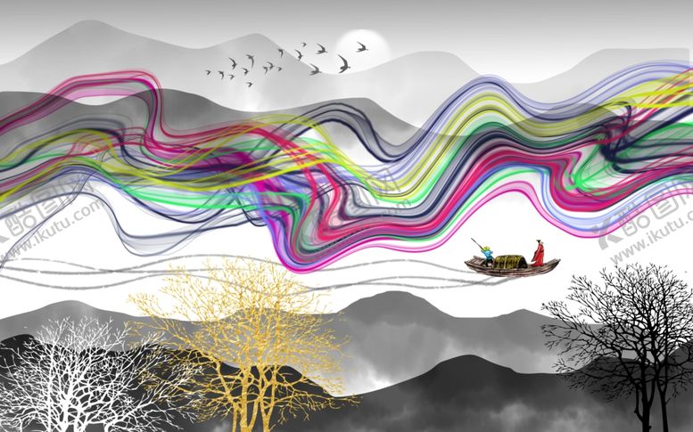 编号：68561910151545493178【酷图网】源文件下载-水墨电视背景墙