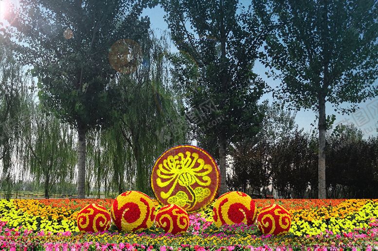 编号：18315006241953268512【酷图网】源文件下载-国庆花艺绿植雕塑