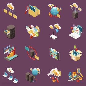科技与办公创意等距图标集