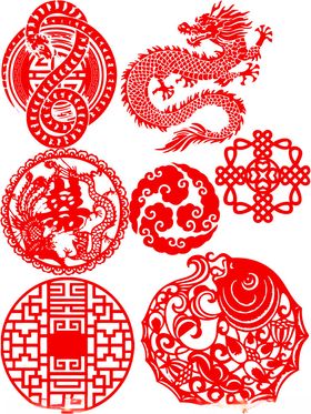 传统中式红色剪纸图案