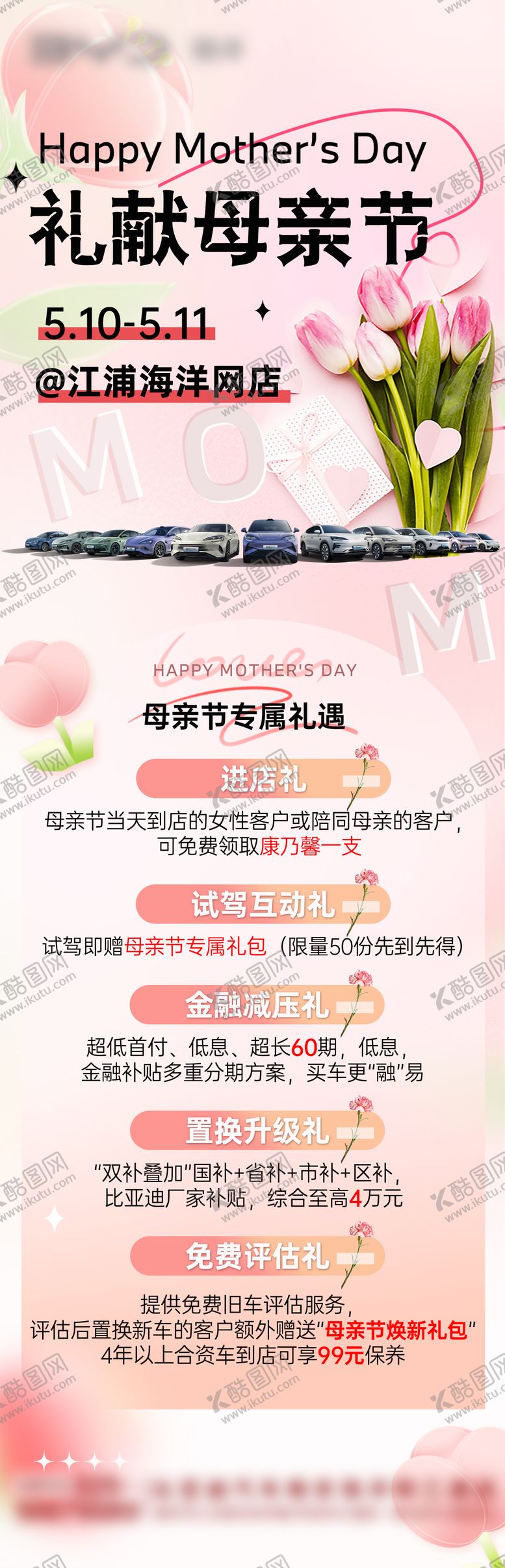 编号：32994409280514221228【酷图网】源文件下载-母亲节汽车政策长图
