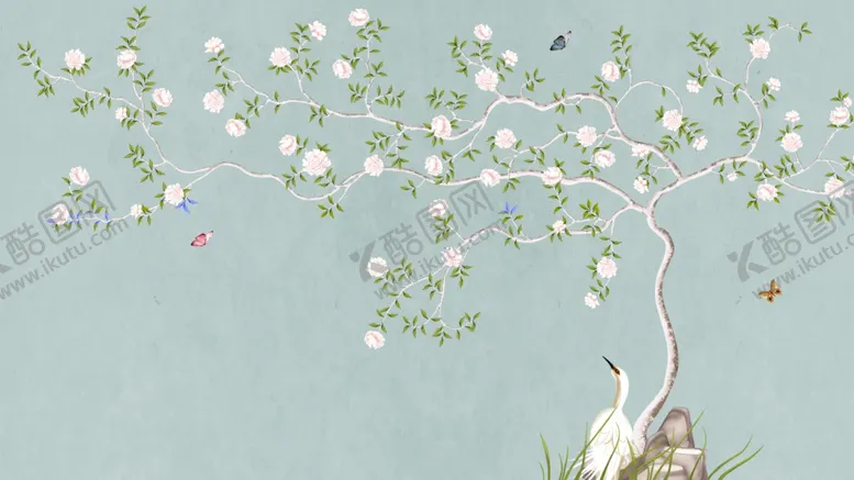 编号：57815507012038511328【酷图网】源文件下载-新中式花鸟工笔画