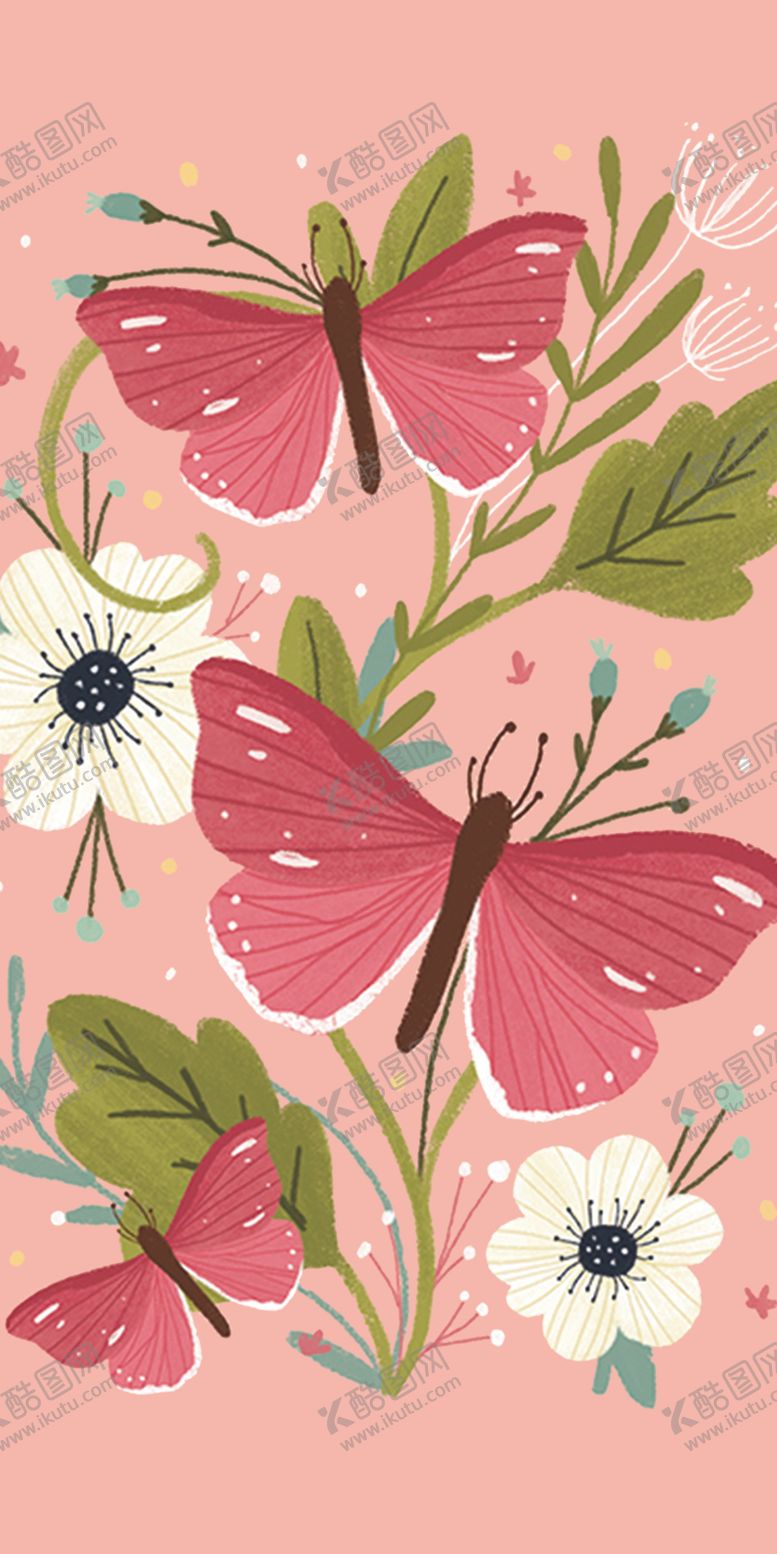 编号：39607010290035104352【酷图网】源文件下载-蝴蝶花纹手机壳渐变炫彩