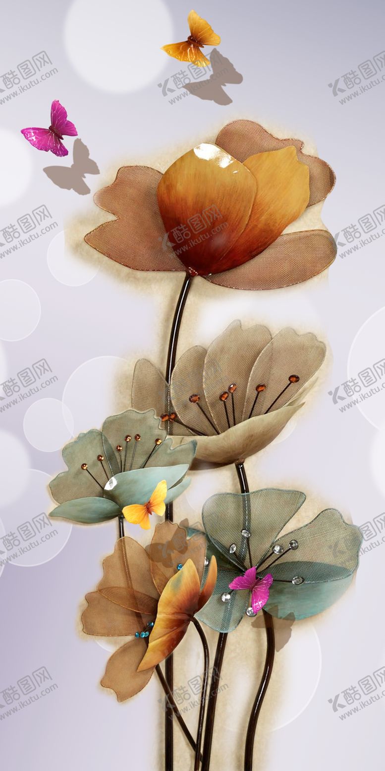 编号：69629109280614044955【酷图网】源文件下载-轻奢荷花玄关画