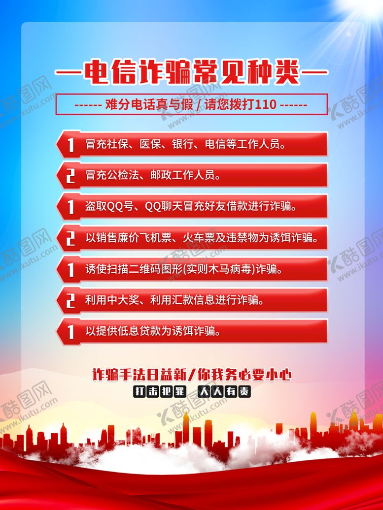 编号：42097609201432290354【酷图网】源文件下载-电信诈骗海报展板