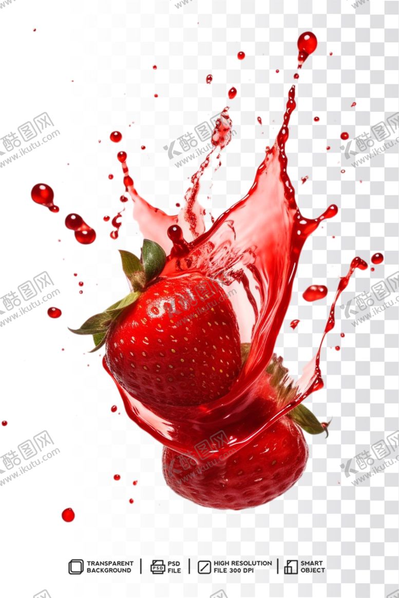 编号：55874802130402341779【酷图网】源文件下载-透明背景草莓切开绽放效果