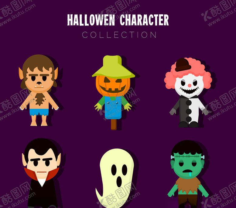 编号：23093809172058514629【酷图网】源文件下载-6款可爱万圣节角色
