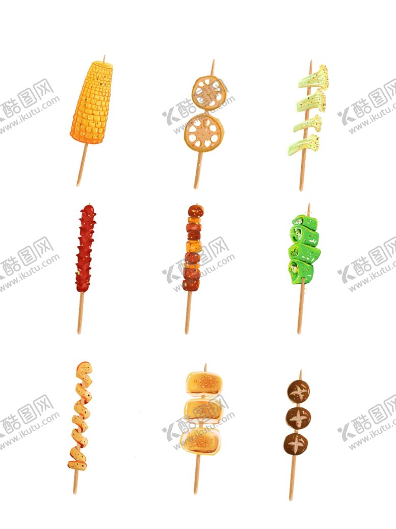 编号：77925909141507302245【酷图网】源文件下载-烧烤撸串烤肉手绘小清新美食夜宵