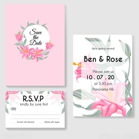 浪漫花卉婚礼邀请函
