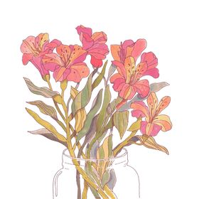 手绘插花矢量素材