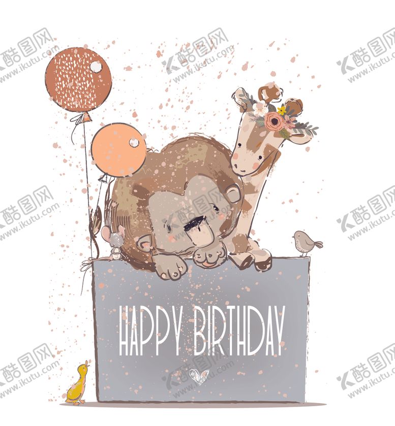 编号：36930309180441537230【酷图网】源文件下载-呆萌动物主题插画