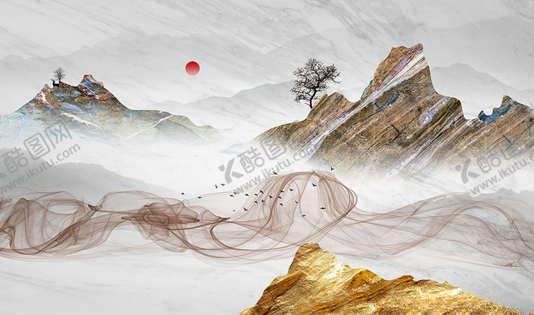 编号：73414610021348403613【酷图网】源文件下载-大理石抽象线条山水