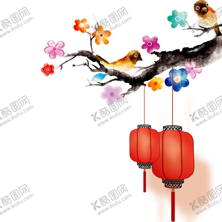 编号：68036805180325198141【酷图网】源文件下载-中国风灯笼梅花元素PNG