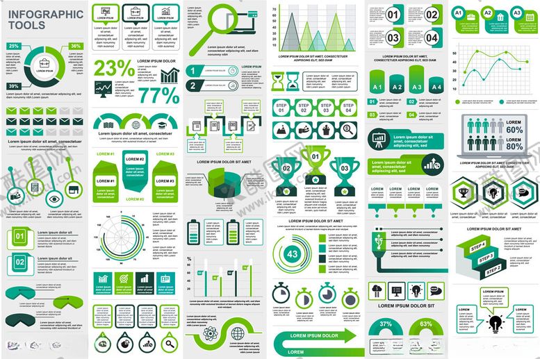 编号：58209209141422305699【酷图网】源文件下载-绿色矢量图表元素数据设计模板