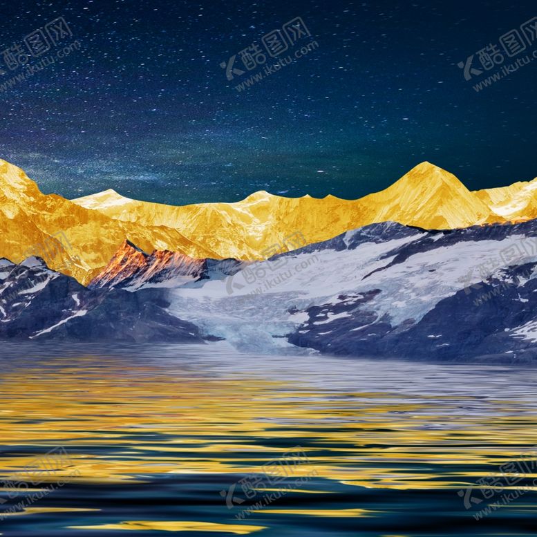 编号：34554602071202395289【酷图网】源文件下载-金色山川风景装饰画