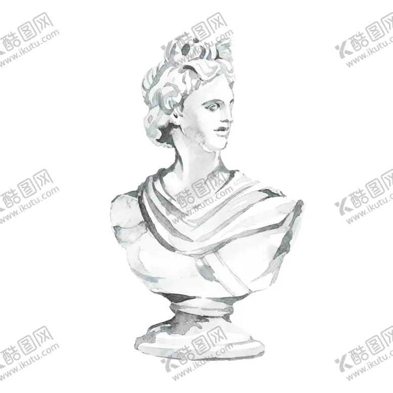 编号：34078206242303113587【酷图网】源文件下载-水彩绘画雕像图案
