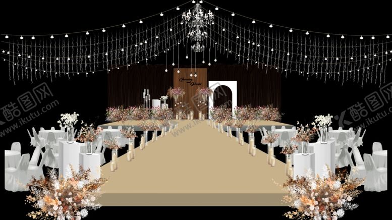 编号：16108504040656097549【酷图网】源文件下载-浪漫咖色婚礼现场布置