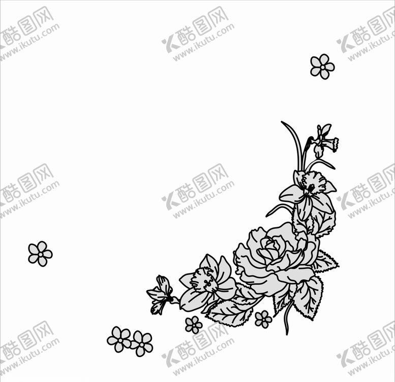编号：65700907082327405119【酷图网】源文件下载-白描鲜花