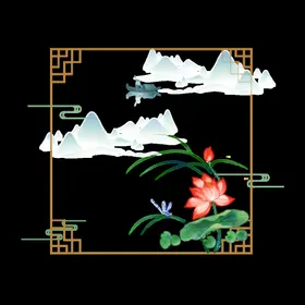 国潮边框圆形中风几何图形