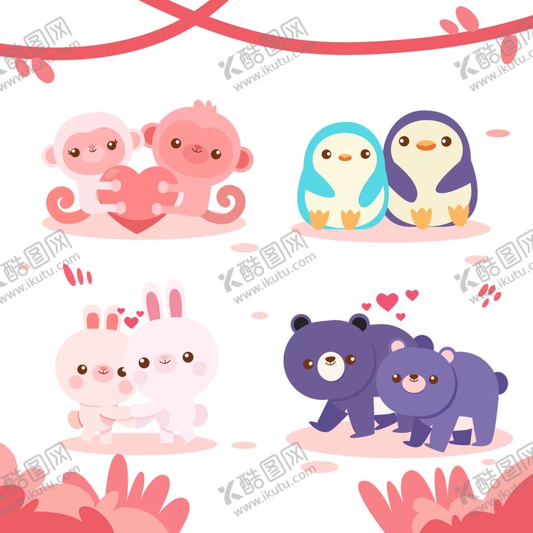 编号：95225611201755297755【酷图网】源文件下载-情人节动物