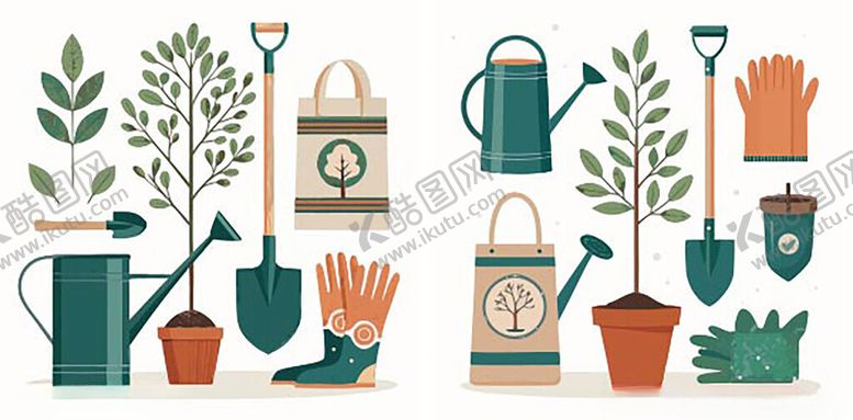 编号：15114804052149248027【酷图网】源文件下载-多彩园艺工具与植物集合