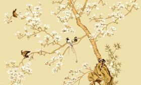 中式花鸟图背景墙