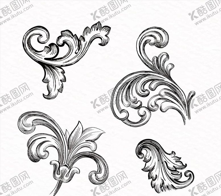 编号：69004010311005404282【酷图网】源文件下载-复古手绘花纹矢量素材