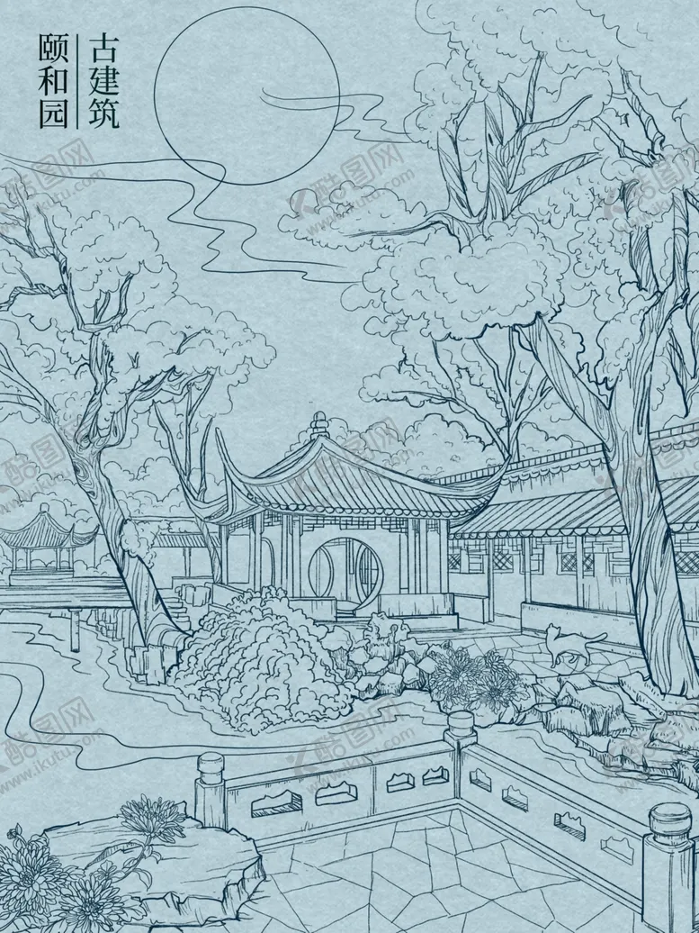 编号：83304405011538538955【酷图网】源文件下载-颐和园手绘线稿
