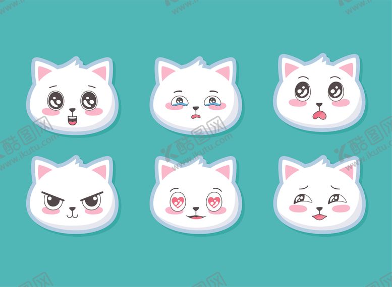 编号：57463503290740251168【酷图网】源文件下载-手绘卡通猫表情