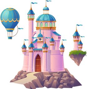 城堡手绘建筑童话插图