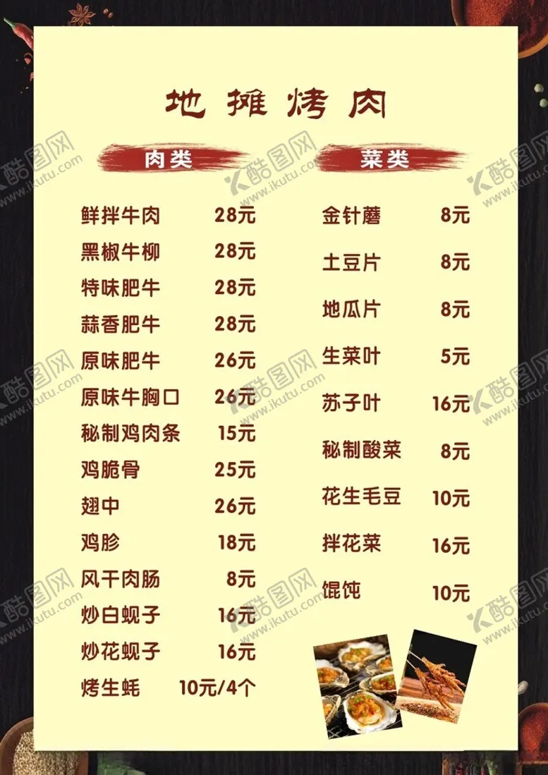 编号：30425402080241014057【酷图网】源文件下载-烤肉菜单