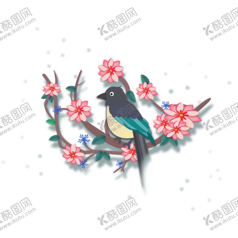 编号：99280707050616072976【酷图网】源文件下载-梅花花枝小鸟复古背景海报素材