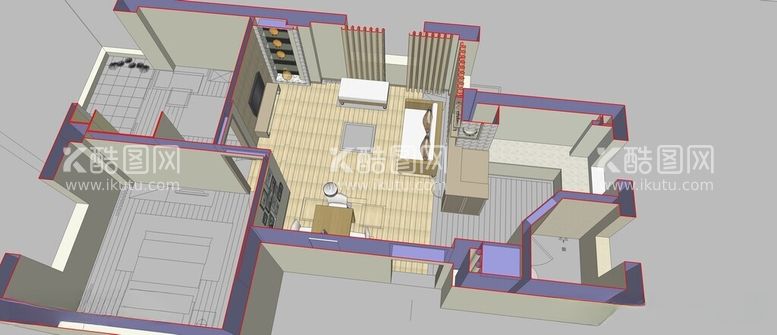 编号：24896012101448073456【酷图网】源文件下载-简洁小居室室内设计模型