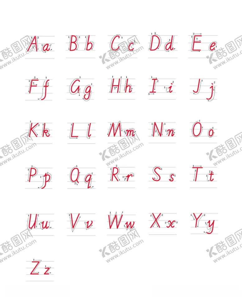编号：18368706282010201115【酷图网】源文件下载-英文字母书写顺序