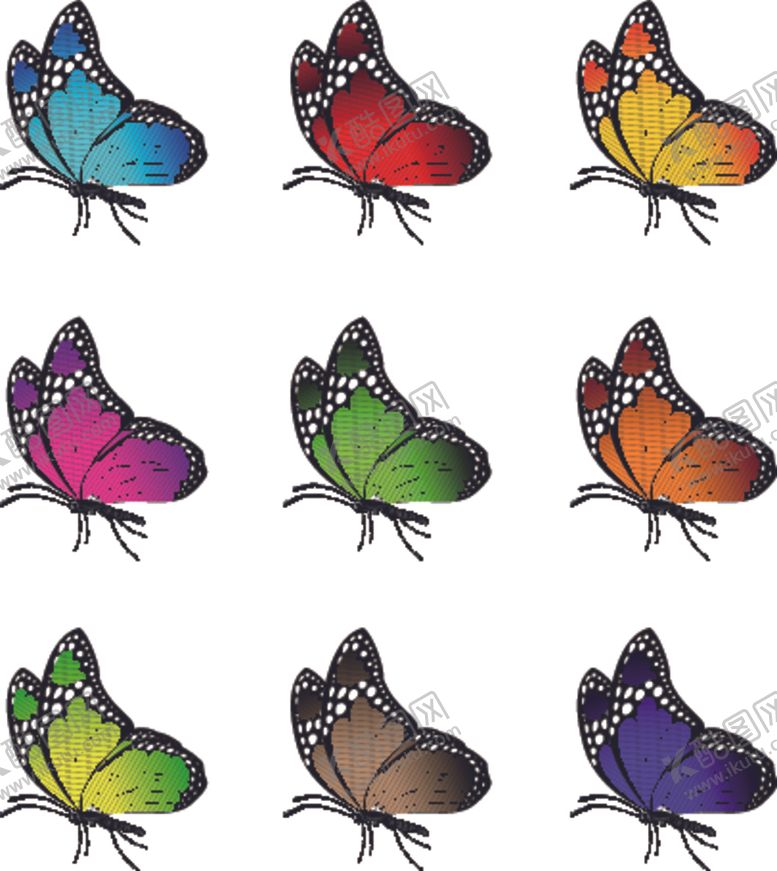 编号：80464709201956505297【酷图网】源文件下载-彩色蝴蝶侧面