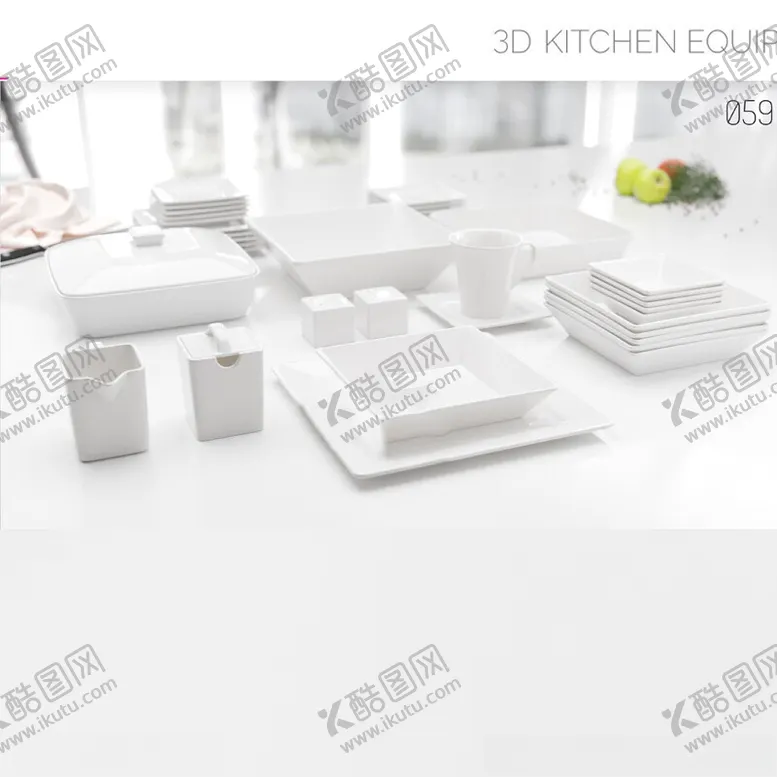 编号：81472401130111404667【酷图网】源文件下载-C4D模型餐具