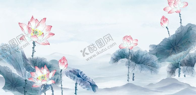 编号：55693010060551506698【酷图网】源文件下载-水墨荷花