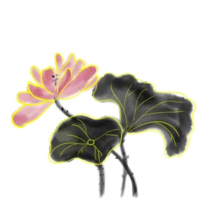 荷花素材古典手绘夏天背景清廉
