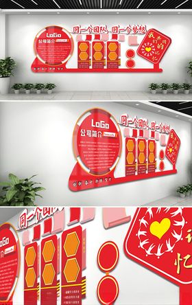 红色企业文化墙