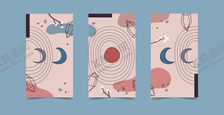 编号：69417409270155366784【酷图网】源文件下载-日式和风月亮动物图案卡片